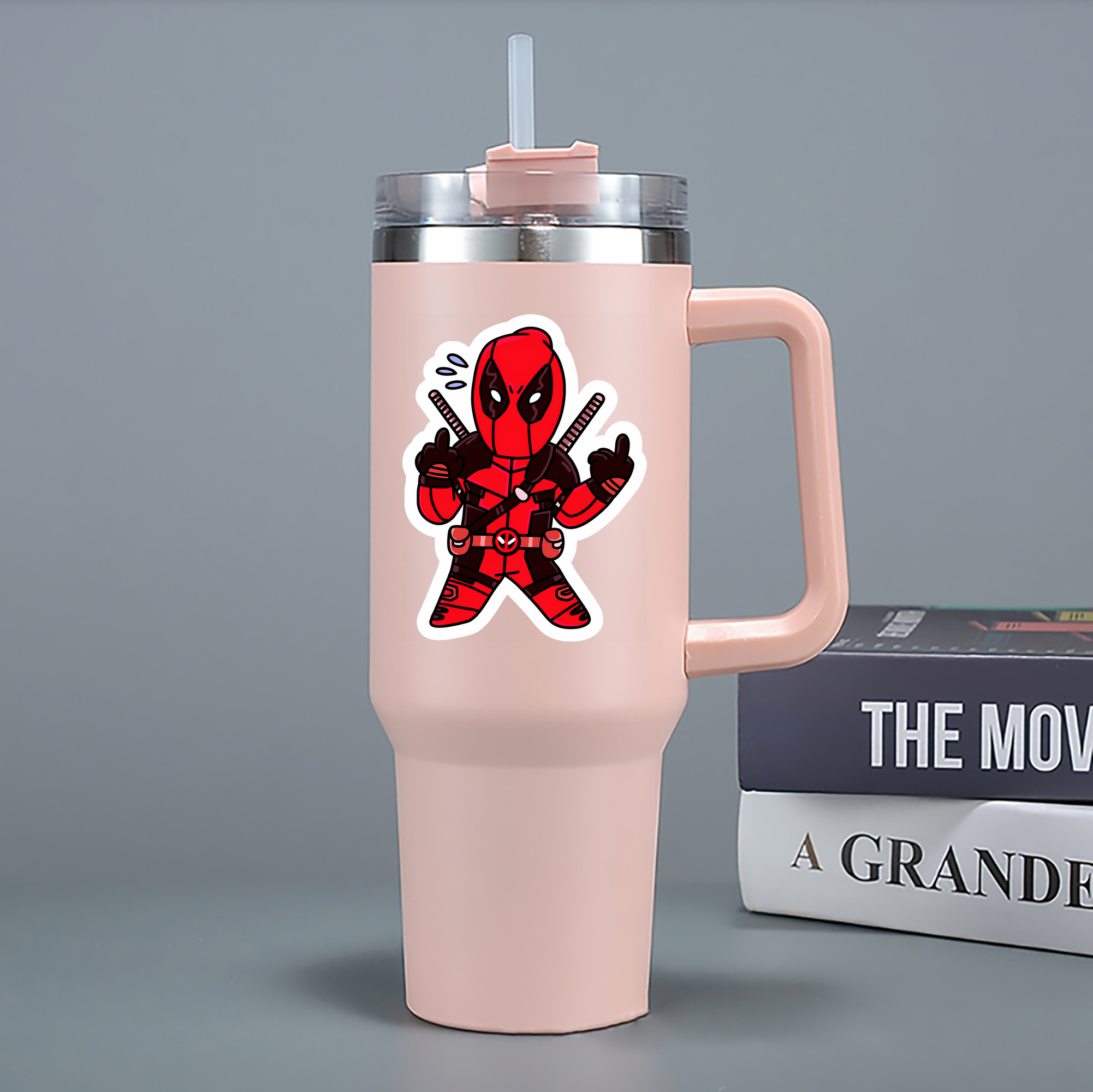 （画像用） Deadpool デッドプール 1200mL車用タンブラー - クリスタルステッカー（プラスチックストロー付き）